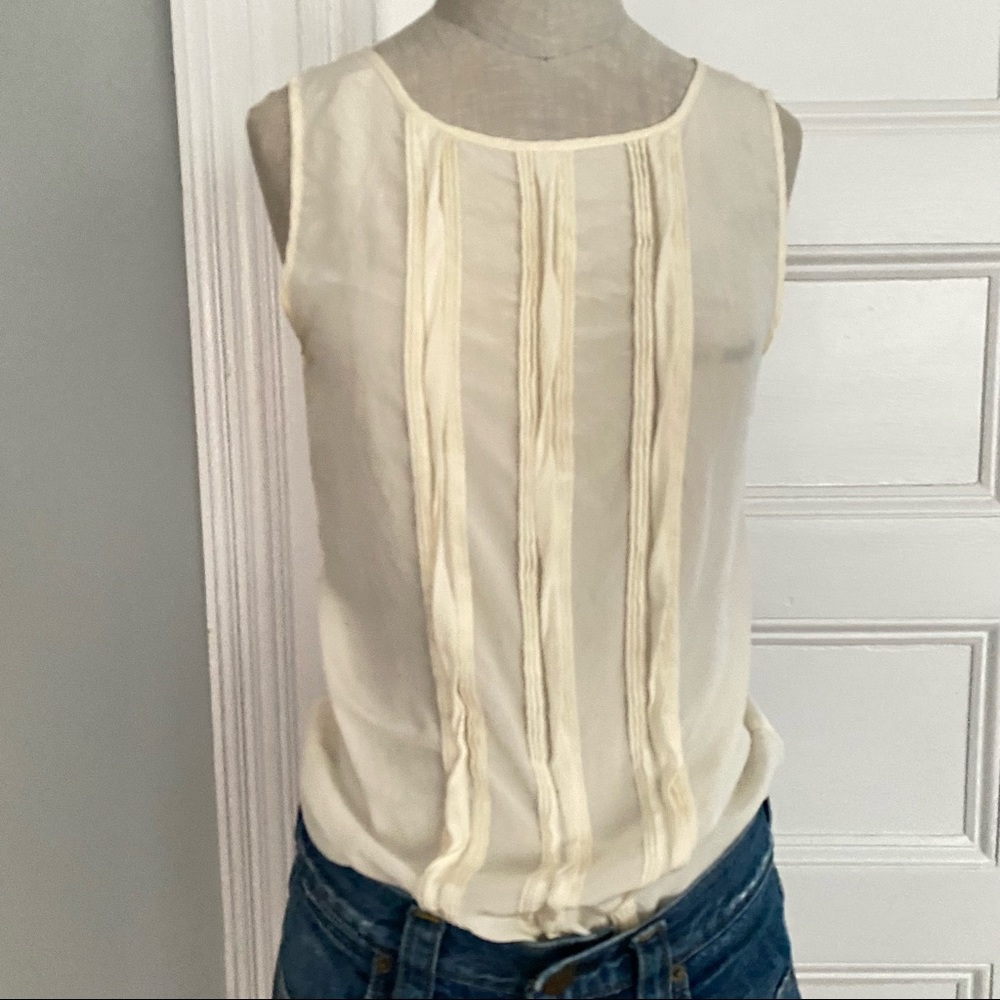 Banana Back button silk sleeveless top
